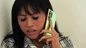 stepdaughter spreads pussy for asian stepmom's tongue then they scissor hard