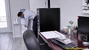 new boss nymph milf machine sucks cock heels stockings first day