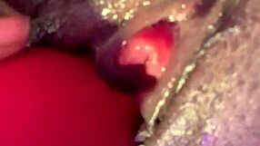 Close Up Intense Ebony Pussy Orgasm with Horny Wet Cunt Contractions