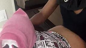 we sneak from halloween party to creampie this big tit ebony milf's fat ass