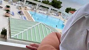 Masturbating With Lisa On Balcony Flashing Outdoor Holiday Wife Action