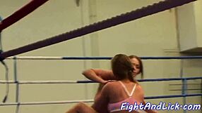 dyke babes wrestle, finger and lick pussies in fierce lesbian fight