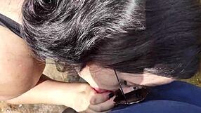 😈 chubby latina bends over fucks bareback in public street voyeur gaping ass!