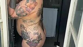Sexy Tattooed Blonde's Steamy Clean Shower Show!