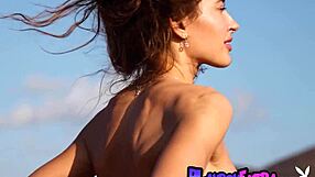 Skinny Russian Brunette Taya Vais Strips Nude in Desert for Playboy