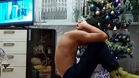 Skinny boy celebrates happy new year festivities