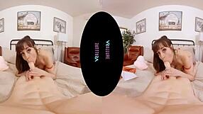 VRAllure Brunette In Perfect Valentine's Outfit Rides Cowgirl With Natural Tits And Vibrator POV