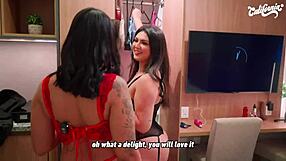 hot brazilian lesbians finger snatches to orgasm in lingerie