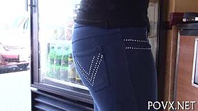 Petite teen slut POV sucks fucks huge monster cock rough