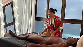 relaxing massage turns into big cock interracial pounding with creampie finish