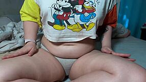 Chubby homemade beauty massages her fat curves while masturbating solo on cam