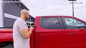 Exhibitionist busty milf bent over fucked doggystyle on abandoned bridge