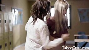 the parent-teacher conference turns into a lesbian trap as milf seduces young emo student into licking and tribbing