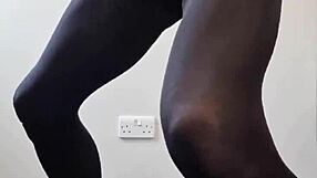 WOW, Big Tranny Cock Explodes Cum In Pantyhose!