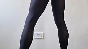 WOW, Big Tranny Cock Explodes Cum In Pantyhose!