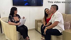 Amateur Couple's Steamy 3some With Big Ass Milf Swallowing Cum Loads