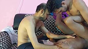 hot deshi milf threesome deepthroats two cocks anal cumshot!