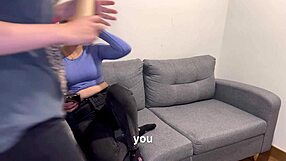 Wifey's friend pins me down for pussy grind and scissoring domination in kitchen heat