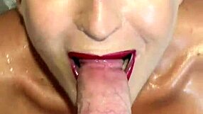 Julia north slurps balls and tits bounce in shower bj cum swallow!