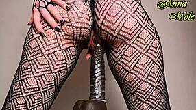 Pawg Teases in Black Tights Before Dildo Ride