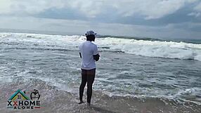 Naughty 18+ Teen's First Beach Fuck with Big Cock Orgasm