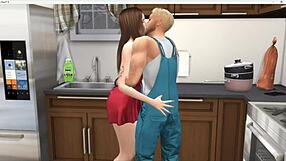 handyman pounds sims milf as her big ass sink squirts nonstop