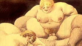vintage erotic drawings showcase big asses and tits in retro style