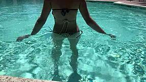 Horny italian milf bikini tease turns public pool fuck frenzy