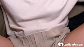 russian hottie fingers pussy eats burger during hardcore pov sex