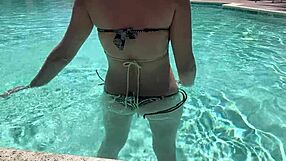 Horny italian milf bikini tease turns public pool fuck frenzy