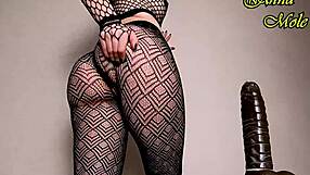 Pawg Teases in Black Tights Before Dildo Ride