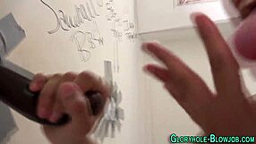 skank sucks black monster cock then takes creampie at gloryhole