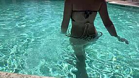 Horny italian milf bikini tease turns public pool fuck frenzy