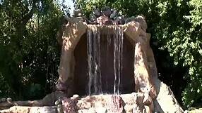 Blonde babe Friday rides big dick outdoors in lingerie heels