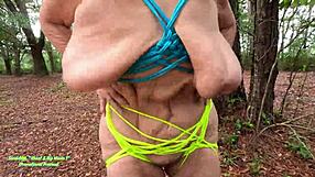 granny bound curvy flashing huge saggy tits outdoors you see?