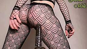 Pawg Teases in Black Tights Before Dildo Ride