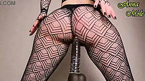 Pawg Teases in Black Tights Before Dildo Ride