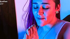 Latina goddess shows off sweaty socks on sexy feet and toes