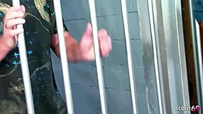 Big tits cougar cop seduces guy for femdom prison fuck