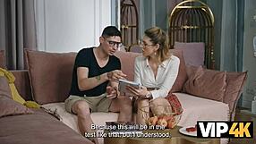 blonde nerd rims euro ass on sofa in fetish play