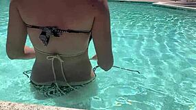 Horny italian milf bikini tease turns public pool fuck frenzy