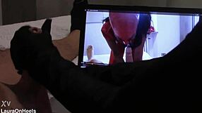 BIG COCK HANDJOB IN GLOVES WITH MASSIVE CUMSHOT WHILE WATCHING MY VID!