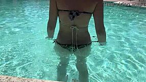 Horny italian milf bikini tease turns public pool fuck frenzy