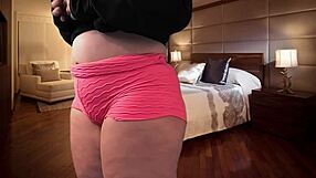 Latina Stepmom Shakes Fat Pussy Big Ass Red Thong