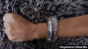 vicky vette rubs her big clit and hairy pussy lips to intense blonde orgasm