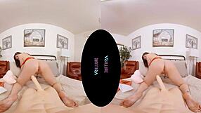 VRAllure Brunette In Perfect Valentine's Outfit Rides Cowgirl With Natural Tits And Vibrator POV