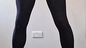 WOW, Big Tranny Cock Explodes Cum In Pantyhose!