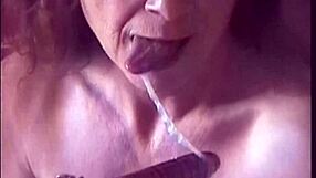 Petite Lisa fingers pussy squirts gags on dildo spits heels