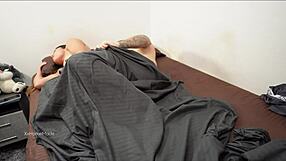 Petite latina teen regrets sharing bed as stepbrother roughly creampies her ass and pussy