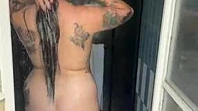 Sexy Tattooed Blonde's Steamy Clean Shower Show!